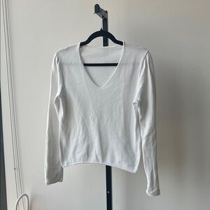 Elegant White V-Neck Women's Top